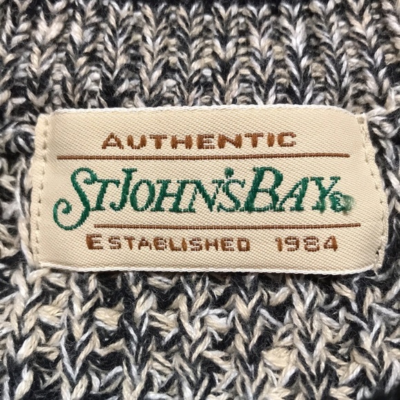 RETRO—ST. JOHN’S BAY—Chunky Grandpa Pullover Crewneck Black/White Sweater—Sz Lg - Picture 5 of 15